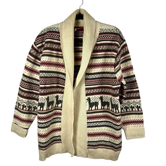 Vintage Lord Jeff Cardigan Alpaca Pattern Size Large striped knit western - Picture 1 of 9